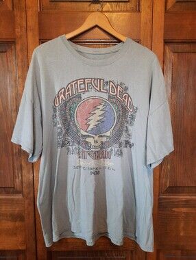Grateful Dead At Gizah 1978 Tour Gray Short Sleeve Concert Graphic T-shirt 3XL